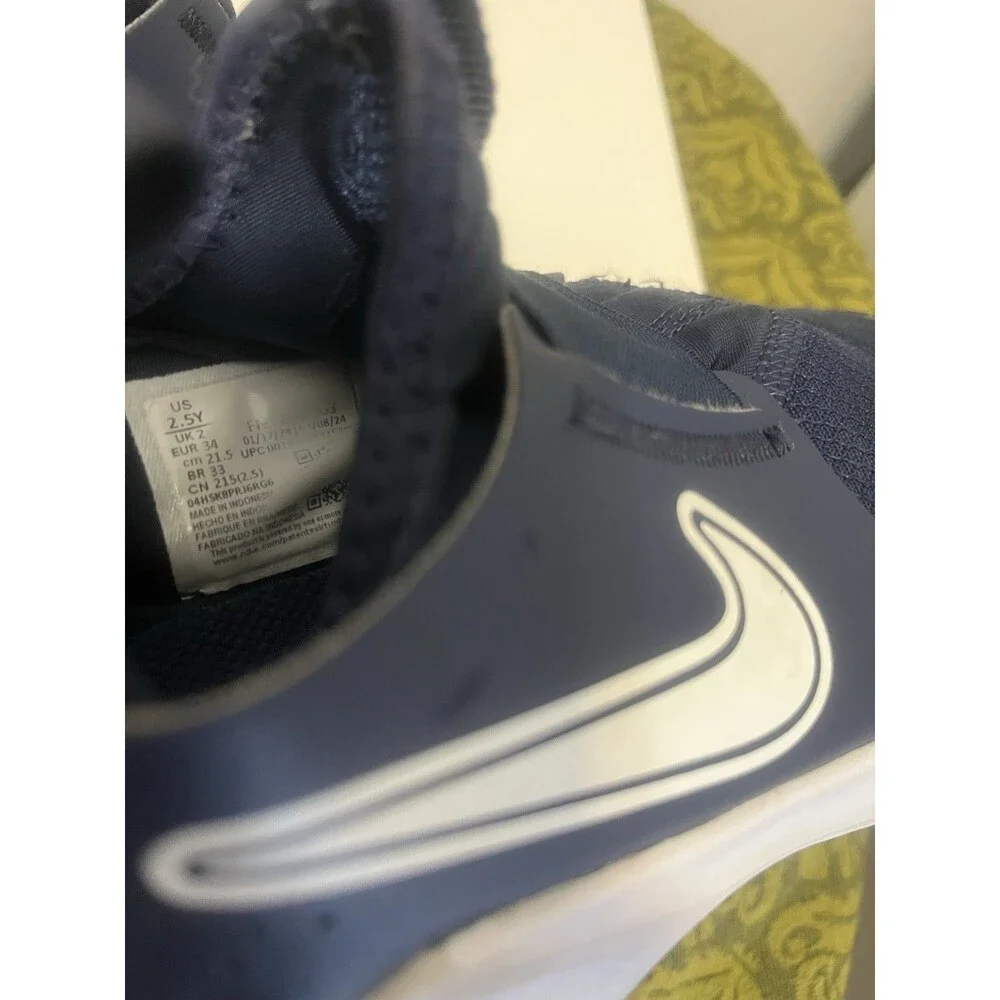 Nike Flex Runner 3 GS  Navy White Slip On Running Shoes FN1294-003 Size 2.5Y
